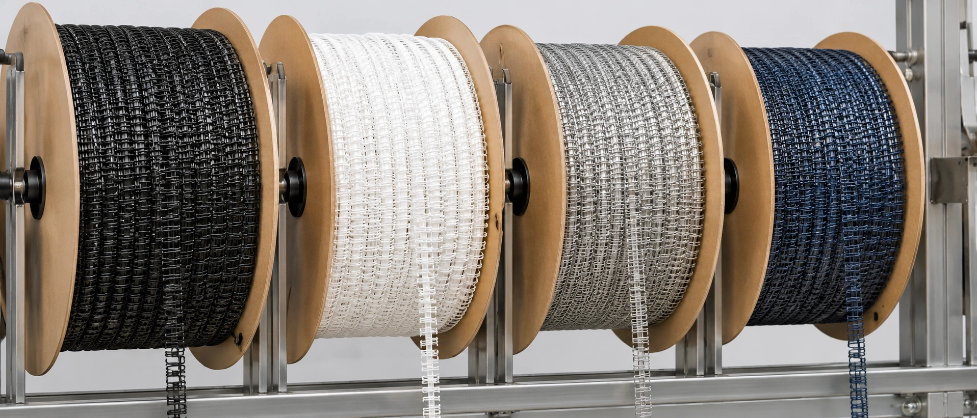 Bulk industrial double loop wire o binding supplies wound on continuous spools for automated binding machines Bulk industrial double loop wire o binding supplies wound on continuous spools for automated binding machines